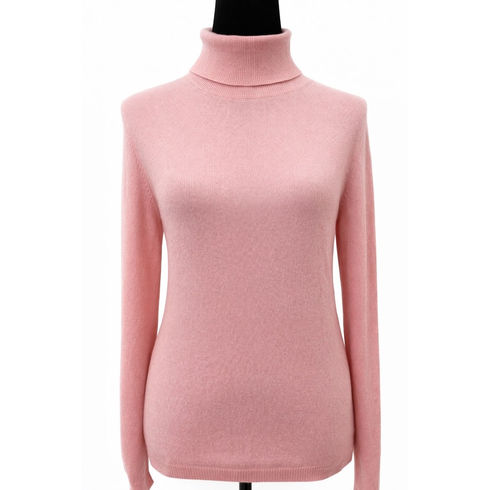 Nordstrom Womens Pullover Turtleneck Sweater Small Pink Knit 100% Cashmere